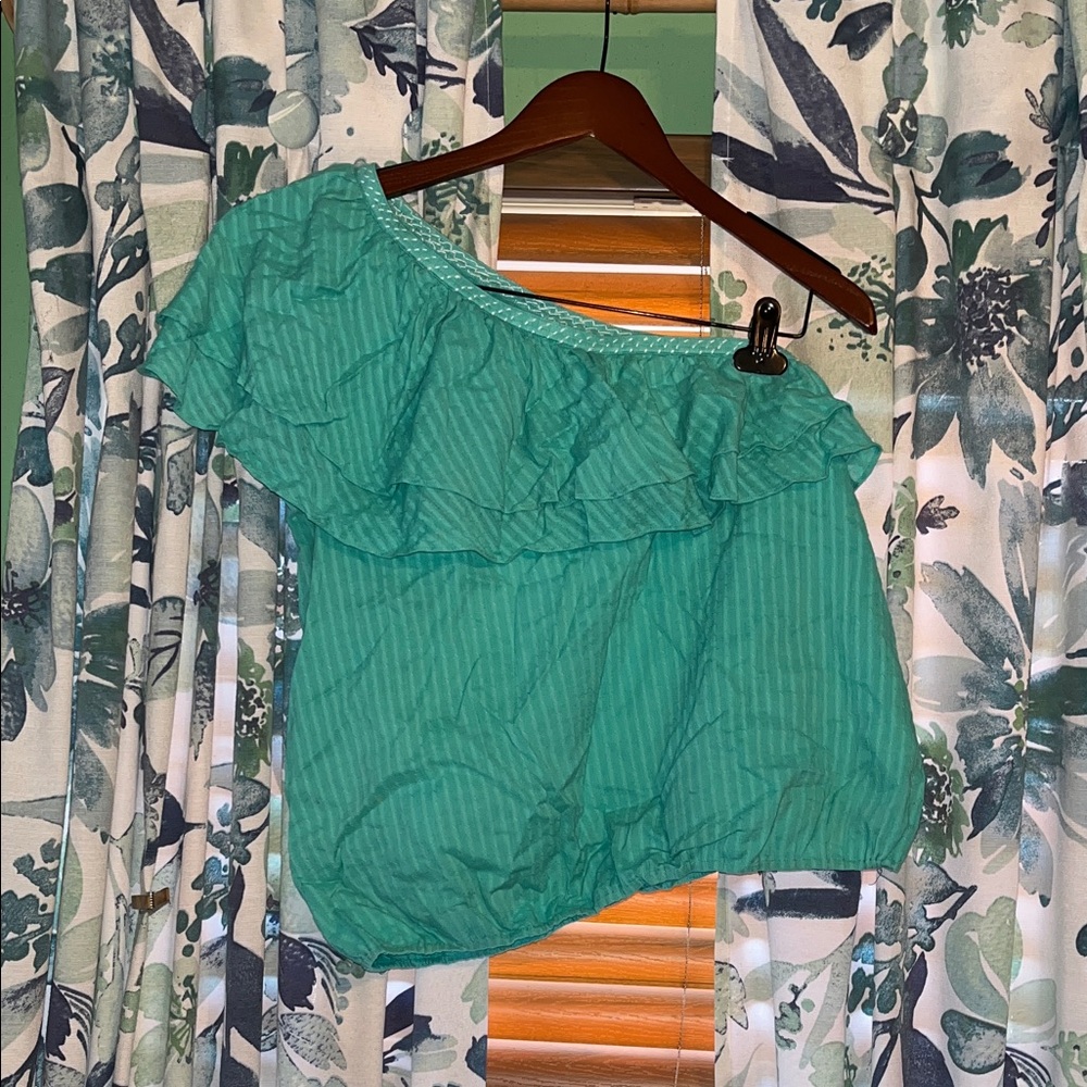 Michael Kors Aqua/teal Ruffle Blouse